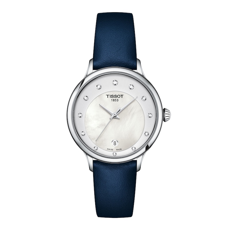 Main Image 1 of Tissot Odaci-T Mother Of Pearl Dial & Blue Leather Strap Watch
