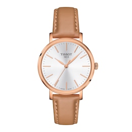 Tissot T-Classic Everytime 34mm Beige Leather Strap Watch