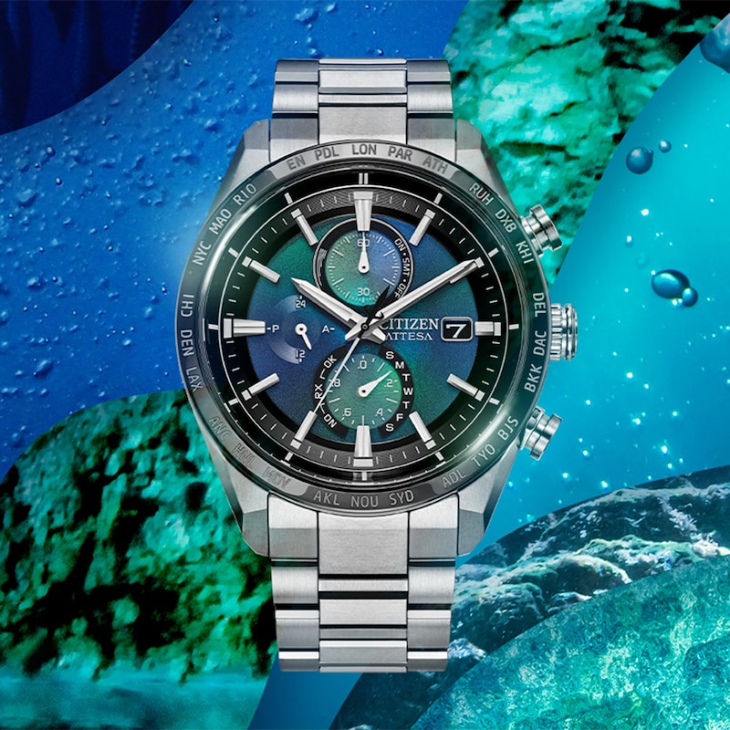 Main Image 6 of Citizen Attesa Men's Eco-Drive Irridescent Dial & Silver Tone Super Titanium Bracelet Watch