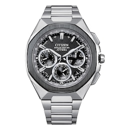 Citizen Attesa Men's Eco-Drive Black Dial & Silver Tone Super Titanium Bracelet Watch