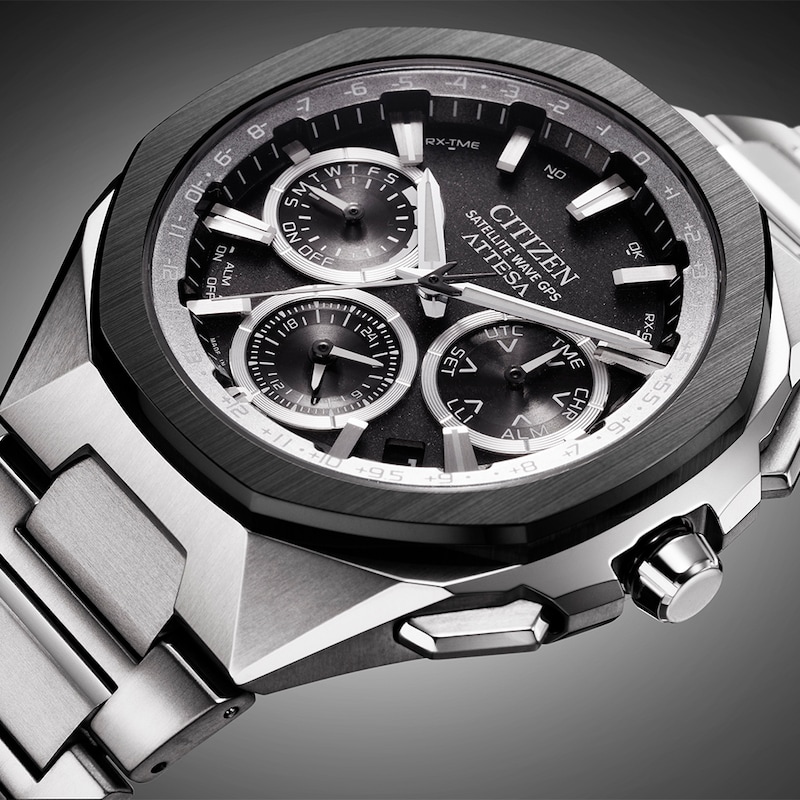 Main Image 4 of Citizen Attesa Men's Eco-Drive Black Dial & Silver Tone Super Titanium Bracelet Watch