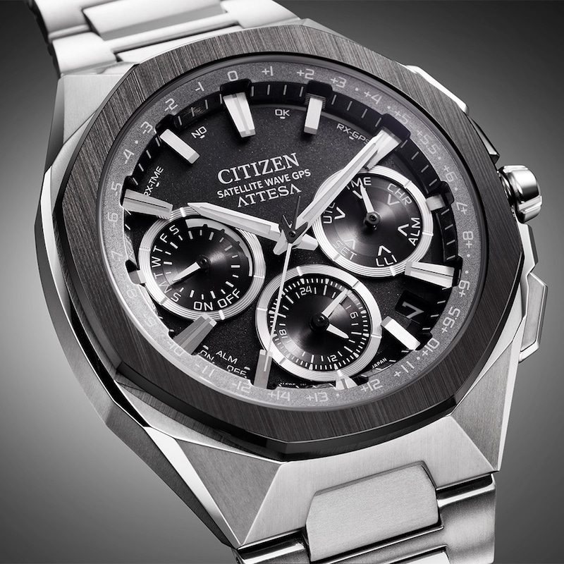Main Image 8 of Citizen Attesa Men's Eco-Drive Black Dial & Silver Tone Super Titanium Bracelet Watch