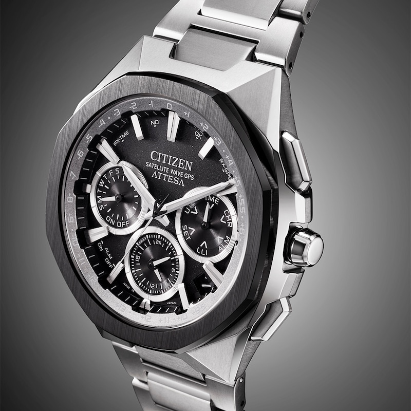 Main Image 9 of Citizen Attesa Men's Eco-Drive Black Dial & Silver Tone Super Titanium Bracelet Watch