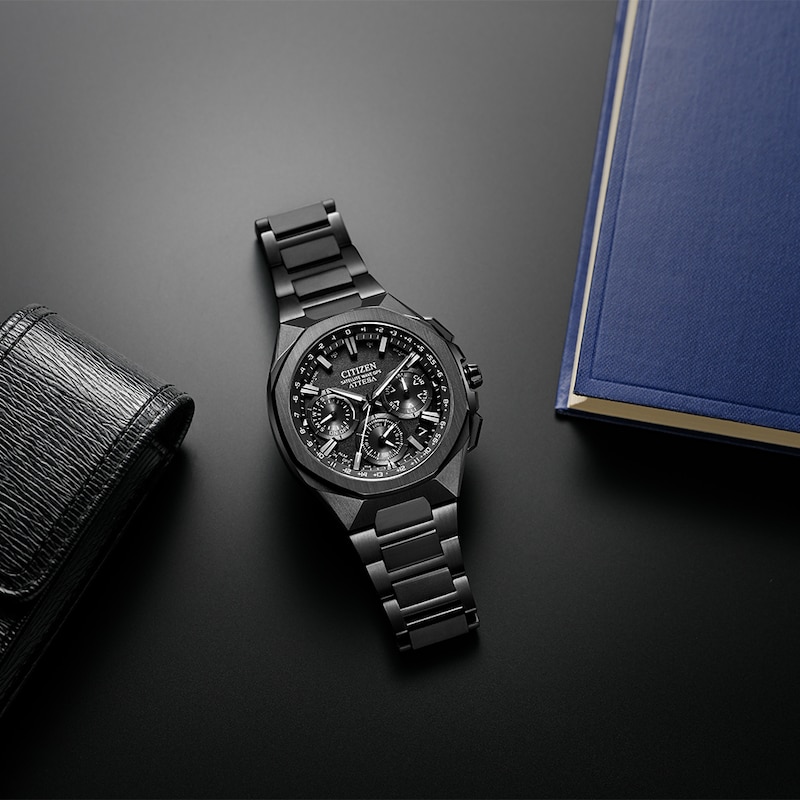 Main Image 9 of Citizen Attesa Men's Eco-Drive Black Dial & Black Super Titanium Bracelet Watch