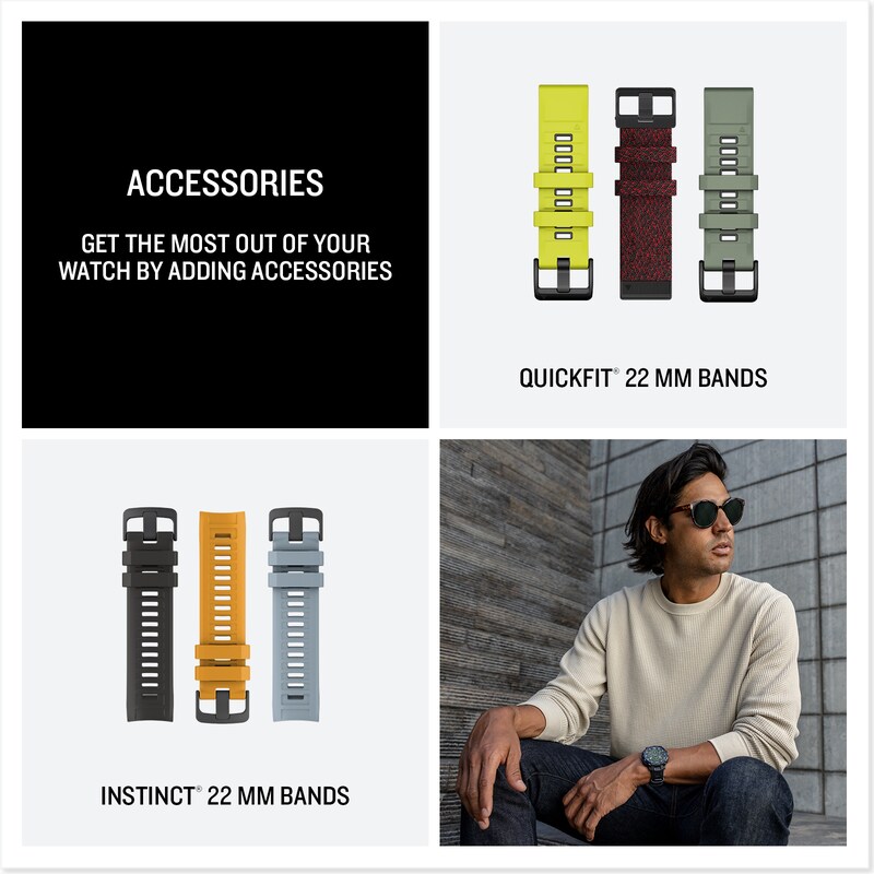 Main Image 6 of Garmin Instinct Crossover AMOLED Tactical Edition Black Dial & Silicone Strap Watch