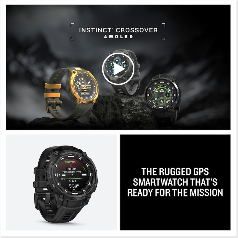 Main Image 8 of Garmin Instinct Crossover AMOLED Tactical Edition Black Dial & Silicone Strap Watch