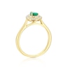 Thumbnail Image 3 of Origin 18ct Yellow Gold Emerald Double Pear Shaped Halo 0.20ct Diamond Ring