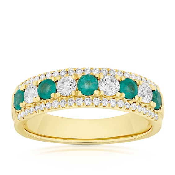 Origin 18ct Yellow Gold Emerald Triple Row Eternity 0.50ct D