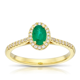 Origin 18ct Yellow Gold Emerald Halo 0.15ct Diamond Ring