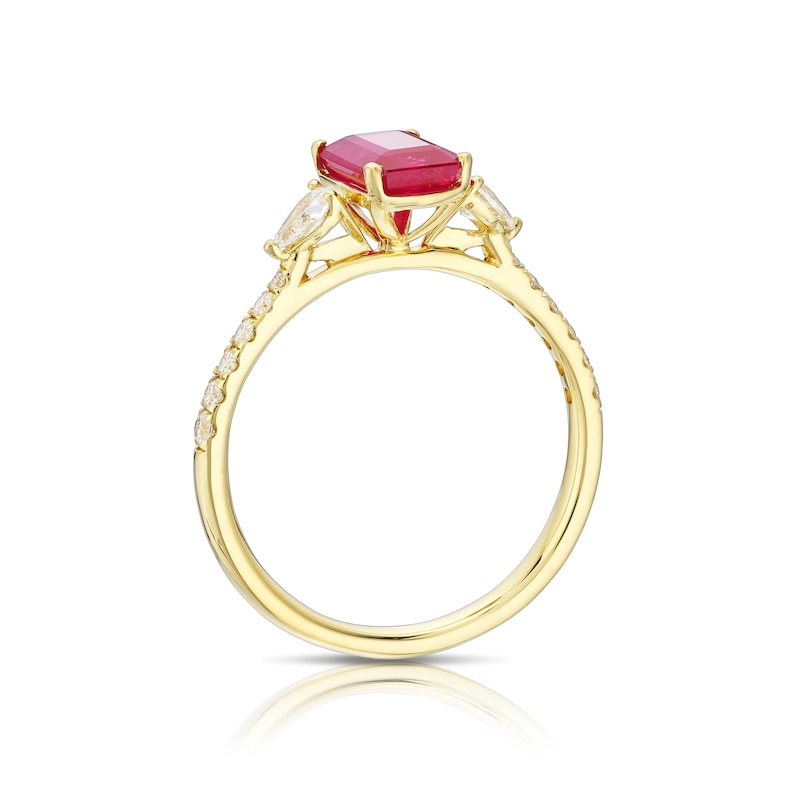 Main Image 3 of Origin 18ct Yellow Gold Ruby Trilogy 0.33ct Diamond Ring