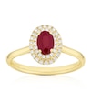 Thumbnail Image 1 of Origin 18ct Yellow Gold Ruby Double Halo 0.13ct Diamond Ring