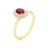 Thumbnail Image 2 of Origin 18ct Yellow Gold Ruby Double Halo 0.13ct Diamond Ring