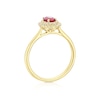 Thumbnail Image 3 of Origin 18ct Yellow Gold Ruby Double Halo 0.13ct Diamond Ring