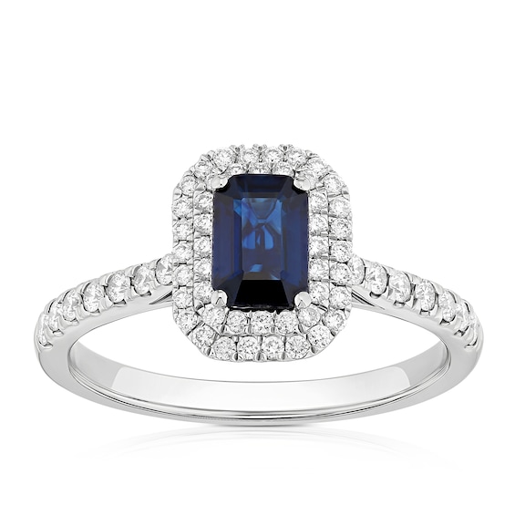 Origin Platinum Sapphire Double Halo 0.33ct Diamond Ring