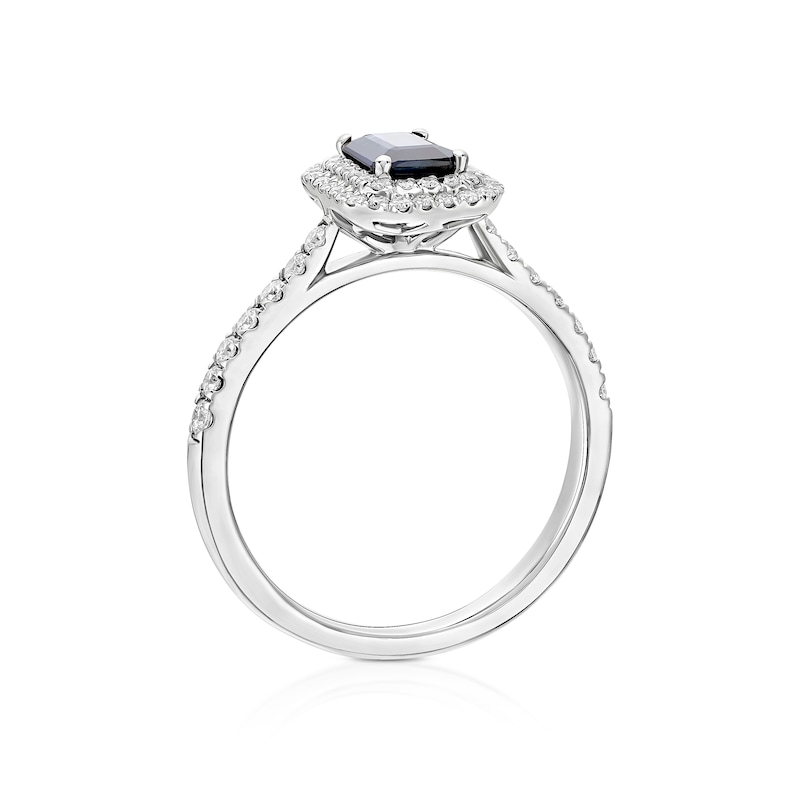 Main Image 3 of Origin Platinum Sapphire Double Halo 0.33ct Diamond Ring