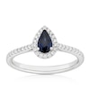 Thumbnail Image 1 of Origin Platinum Sapphire Pear Shaped Halo 0.15ct Diamond Ring