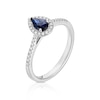 Thumbnail Image 2 of Origin Platinum Sapphire Pear Shaped Halo 0.15ct Diamond Ring