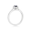 Thumbnail Image 3 of Origin Platinum Sapphire Pear Shaped Halo 0.15ct Diamond Ring