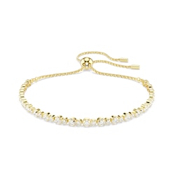 Swarovski Matrix Gold Tone & Zirconia Tennis Bolo Bracelet