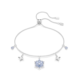 Swarovski Magic Silver Tone & Blue Zirconia Snowflake Bolo Bracelet
