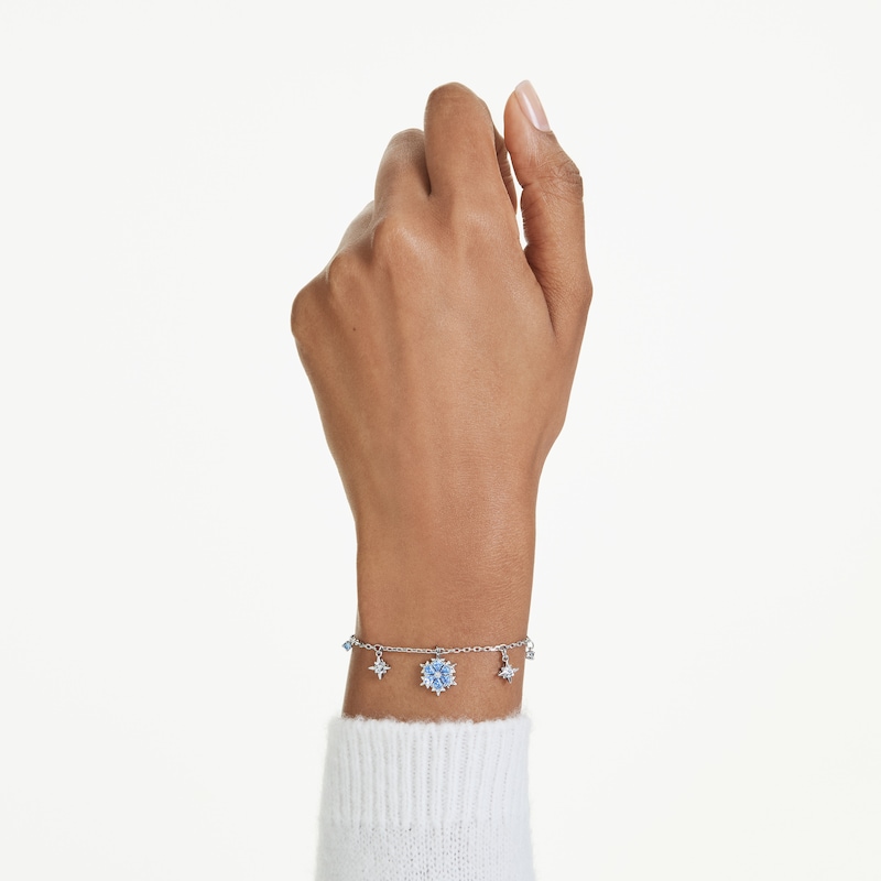 Main Image 6 of Swarovski Magic Silver Tone & Blue Zirconia Snowflake Bolo Bracelet