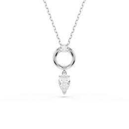 Swarovski Mesmera Silver Tone Zirconia Pear Shaped & Open Circle Pendant Necklace