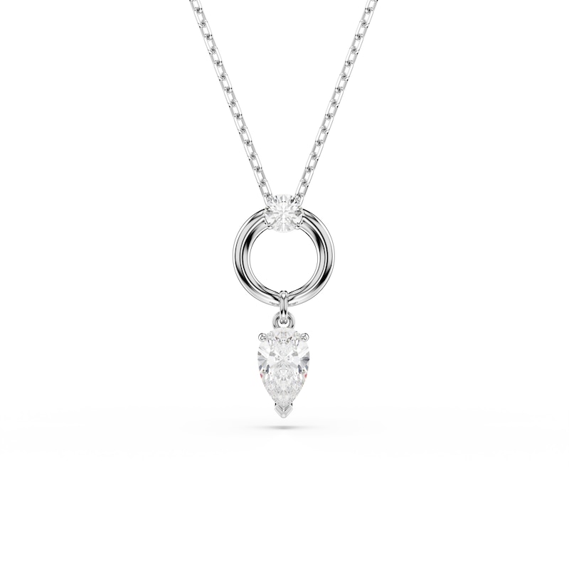 Main Image 1 of Swarovski Mesmera Silver Tone Zirconia Pear Shaped & Open Circle Pendant Necklace