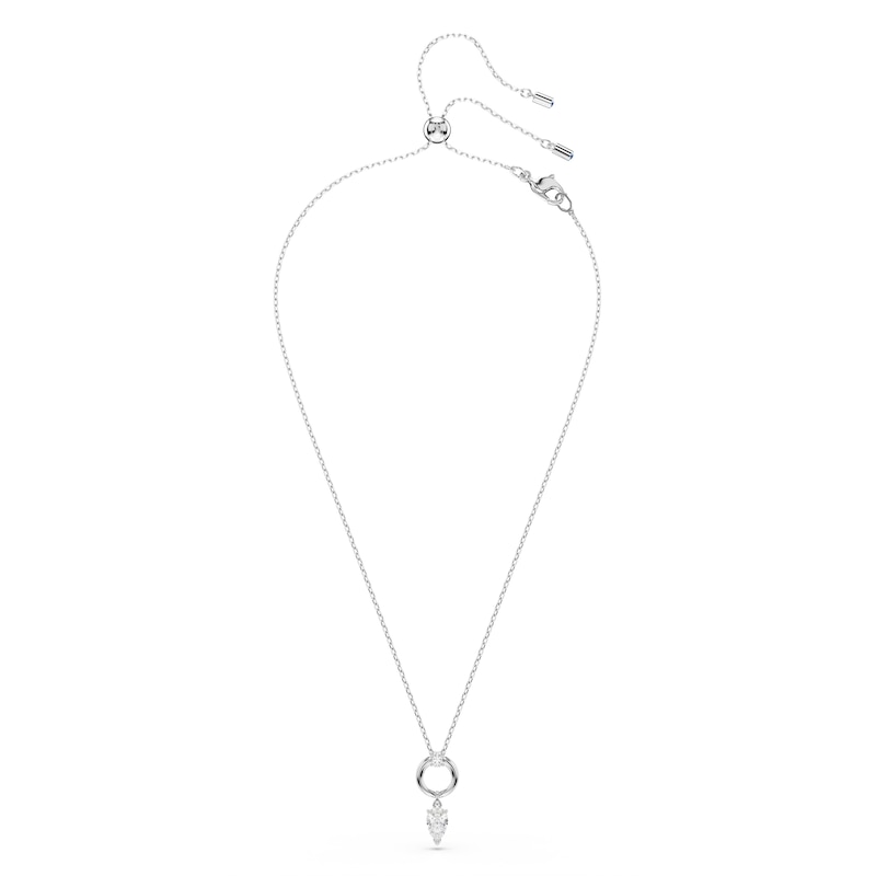 Main Image 2 of Swarovski Mesmera Silver Tone Zirconia Pear Shaped & Open Circle Pendant Necklace