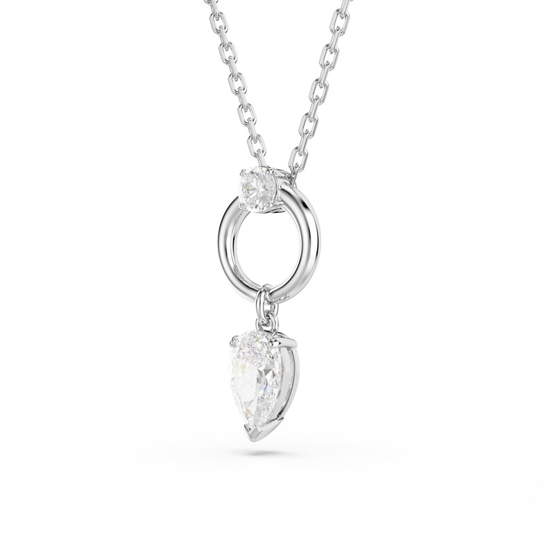 Main Image 3 of Swarovski Mesmera Silver Tone Zirconia Pear Shaped & Open Circle Pendant Necklace