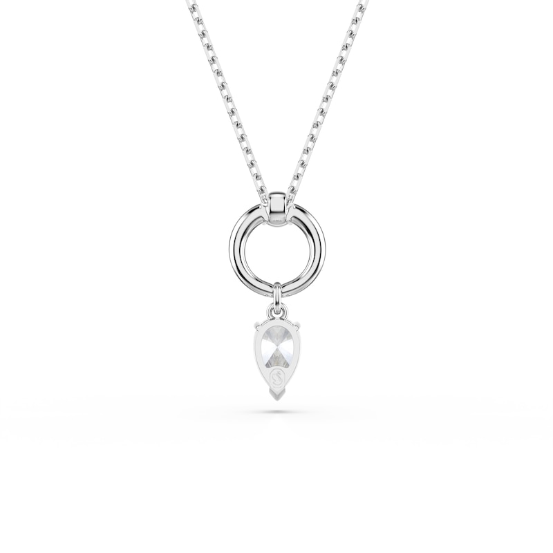Main Image 5 of Swarovski Mesmera Silver Tone Zirconia Pear Shaped & Open Circle Pendant Necklace
