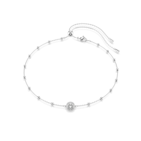 Swarovski Una Angelic Silver Tone Crystal Bolo Pendant Neckl