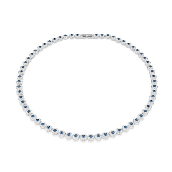 Swarovski Una Angelic Silver Tone and Blue Crystal Pave Neck