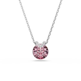 Swarovski Bella Silver Tone & Pink Crystal V-Shaped Pendant