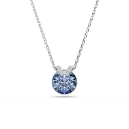 Swarovski Bella Silver Tone & Blue Crystal V-Shaped Pendant
