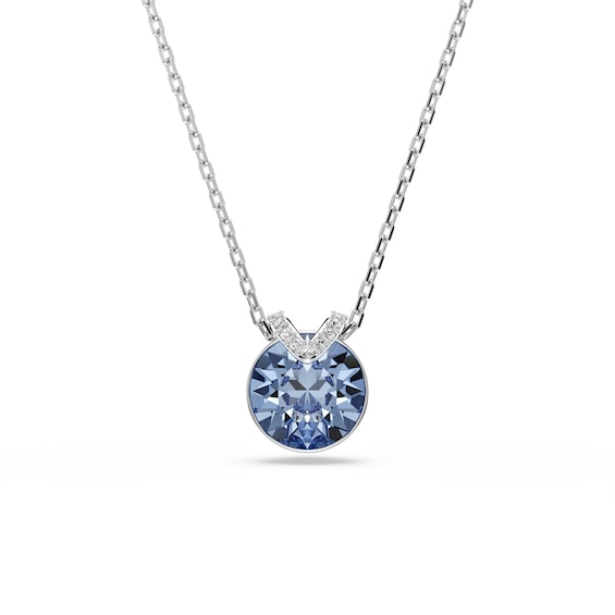Swarovski Bella Silver Tone and Blue Crystal V-Shaped Pendan