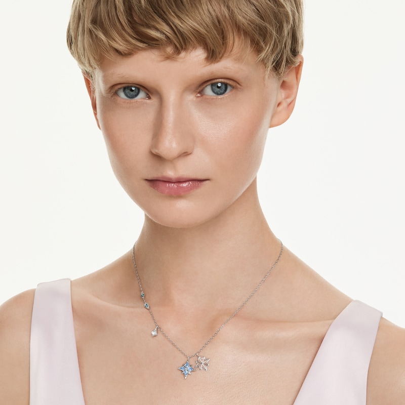 Main Image 6 of Swarovski Symbolica Silver Tone & Blue Zirconia Star Pendant Necklace