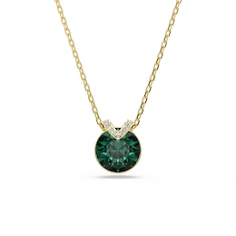 Swarovski Bella Gold Tone & Green Crystal V-Shaped Pendant
