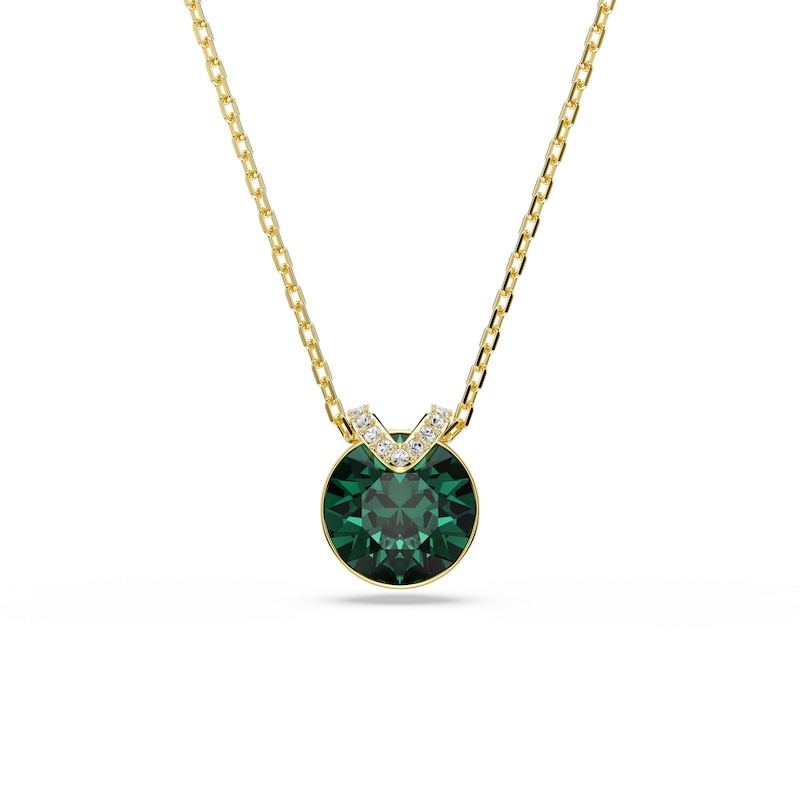 Main Image 1 of Swarovski Bella Gold Tone & Green Crystal V-Shaped Pendant