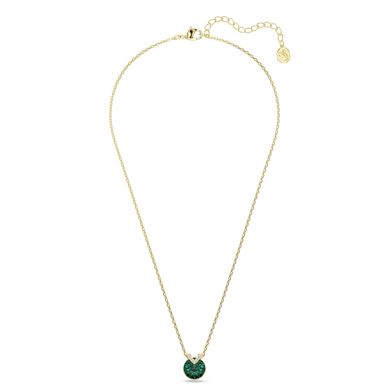 Main Image 2 of Swarovski Bella Gold Tone & Green Crystal V-Shaped Pendant