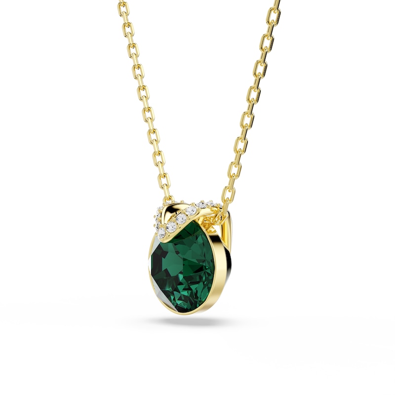 Main Image 3 of Swarovski Bella Gold Tone & Green Crystal V-Shaped Pendant