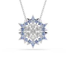 Swarovski Magic Silver Tone Blue Zirconia Snowflake Pendant & Brooch