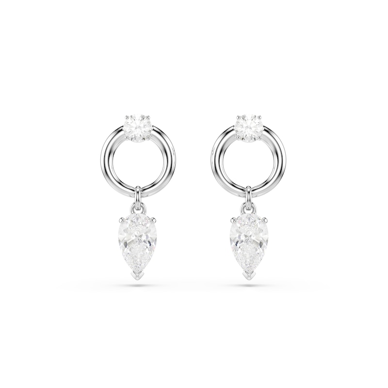 Main Image 1 of Swarovski Mesmera Silver Tone Zirconia Pear Shaped & Open Circle Drop Earrings