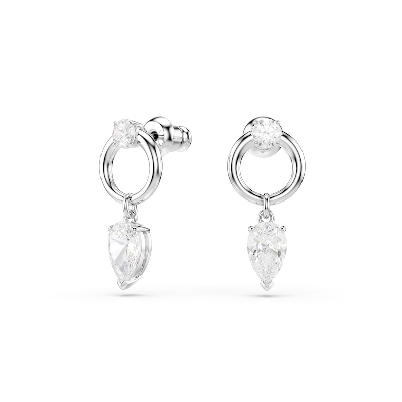 Main Image 2 of Swarovski Mesmera Silver Tone Zirconia Pear Shaped & Open Circle Drop Earrings