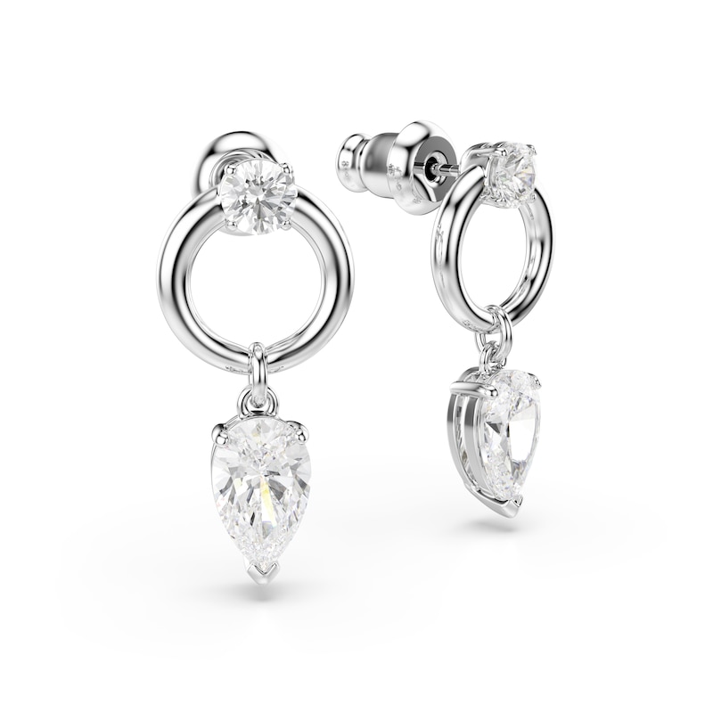 Main Image 3 of Swarovski Mesmera Silver Tone Zirconia Pear Shaped & Open Circle Drop Earrings