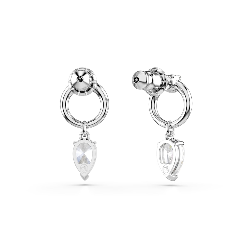 Main Image 4 of Swarovski Mesmera Silver Tone Zirconia Pear Shaped & Open Circle Drop Earrings