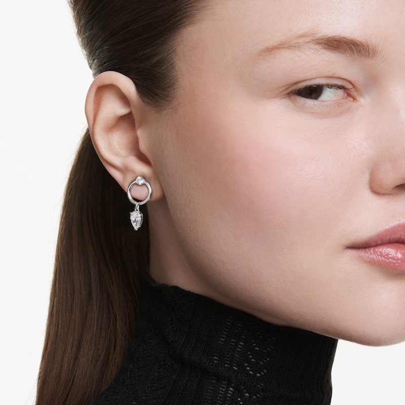 Main Image 5 of Swarovski Mesmera Silver Tone Zirconia Pear Shaped & Open Circle Drop Earrings