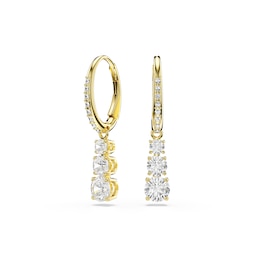 Swarovski Stilla Attract Gold Tone & Zirconia Trilogy Hoop Earrings