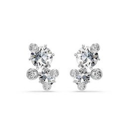 Swarovski Constella Silver Tone & Zirconia Stud Earrings