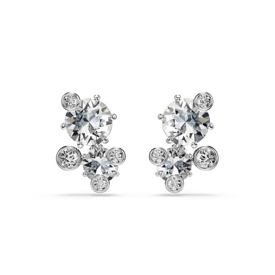 Women's Swarovski Constella Silver Tone & Zirconia Stud Earrings
