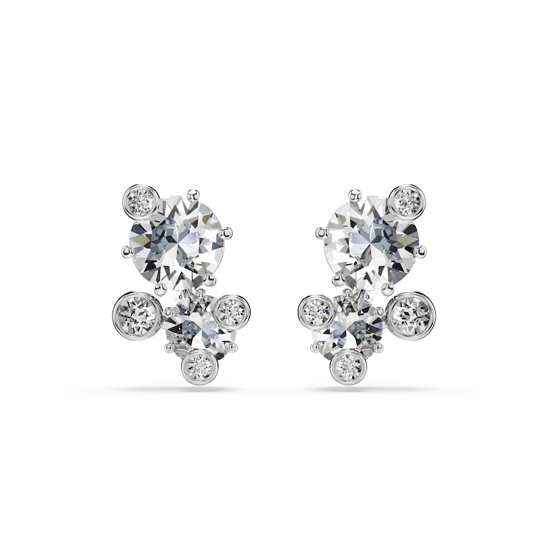 Main Image 1 of Swarovski Constella Silver Tone & Zirconia Stud Earrings